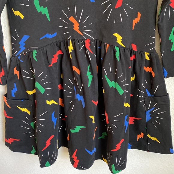 Hanna Andersson Lightning Bolt Pattern Long Sleeves Black Cotton Dress Sz 6-7 - Picture 4 of 7